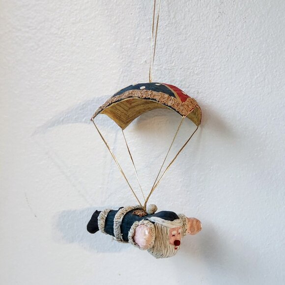 Vintage Santa Parachute Ornament – Hand-Painted Paper Mâché Whimsy! - Picture 15 of 16